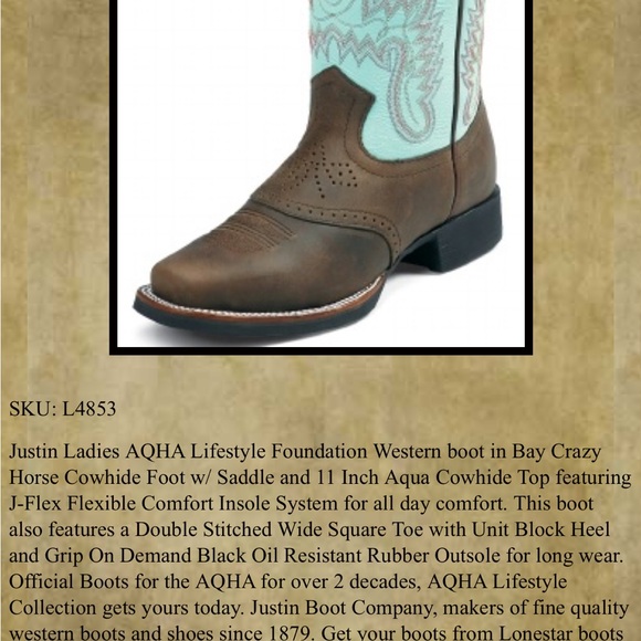 Justin Boots Women’s Turquoise and Tan Leather Boots | Size 9B - Picture 9 of 10